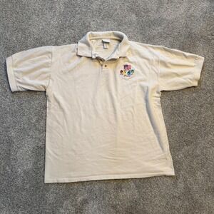 Vintage Cotton Deluxe by Anvil M&M American Flag Polo Shirt Cream XL